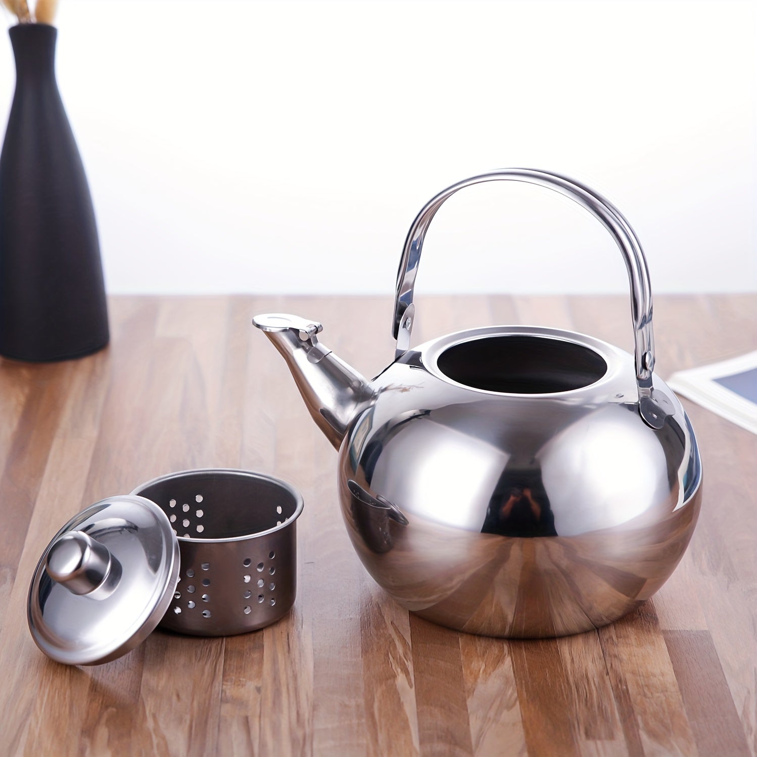 Stainless Steel Tea Kettle with Drain Spout for Induction Gas and Commercial Use