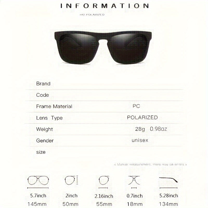 Trendy Square Polarized Fashion Glasses for Men Women Outdoor Sports Travel