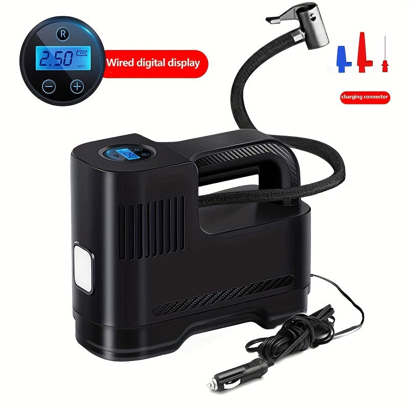 Portable Tire Inflator with LED Light for Cars and Motorcycles Cigarette Lighter Powered