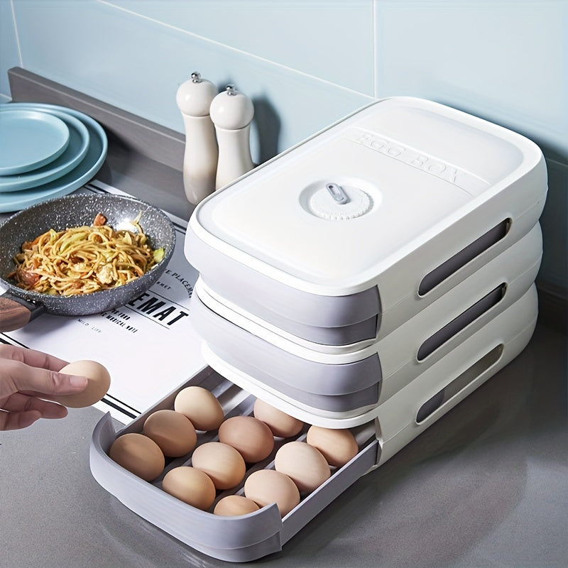 Caja de almacenamiento de huevos apilable de plástico para frescura en la cocina