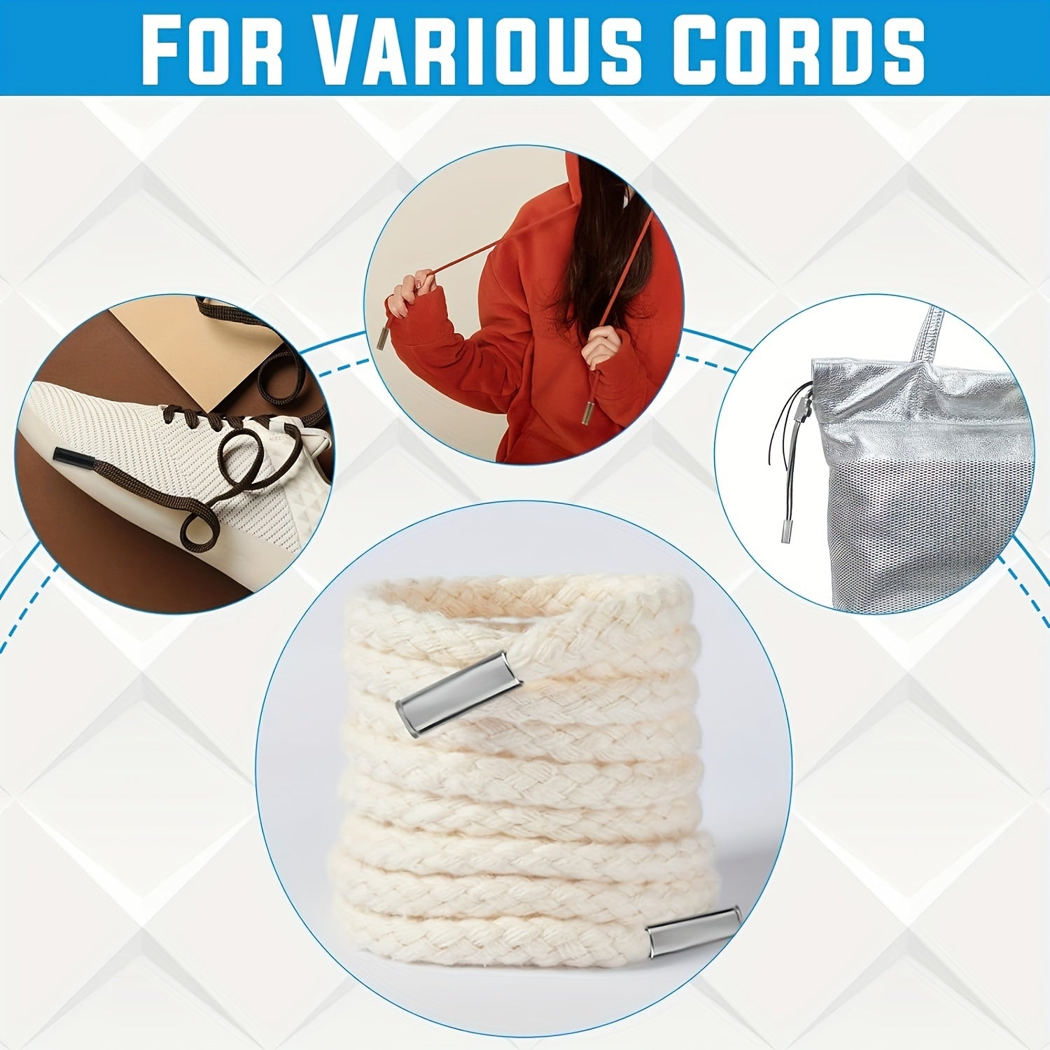 40 dona ip oxiri metall uchlari uchun shnurlarga, alloy lock, 4 rang, DIY ta'mirlash