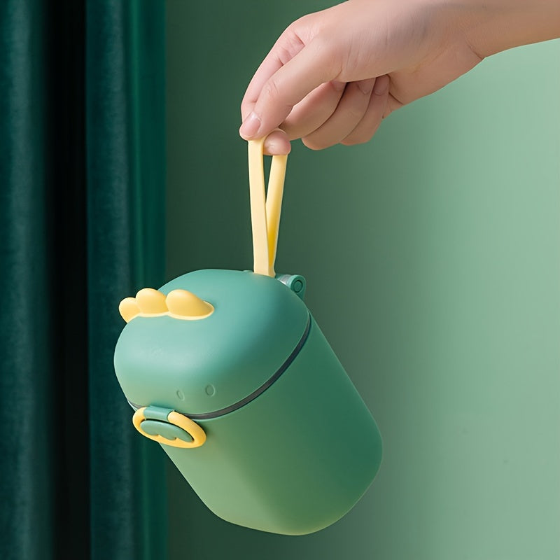 Dinozavr mavzusidagi katta sig'imli sut kukuni tarqatuvchi - Bolalar uchun ko'chma ikki qatlamli formula idishi, qopqoq bilan muhrlangan saqlash, BPA-free plastik