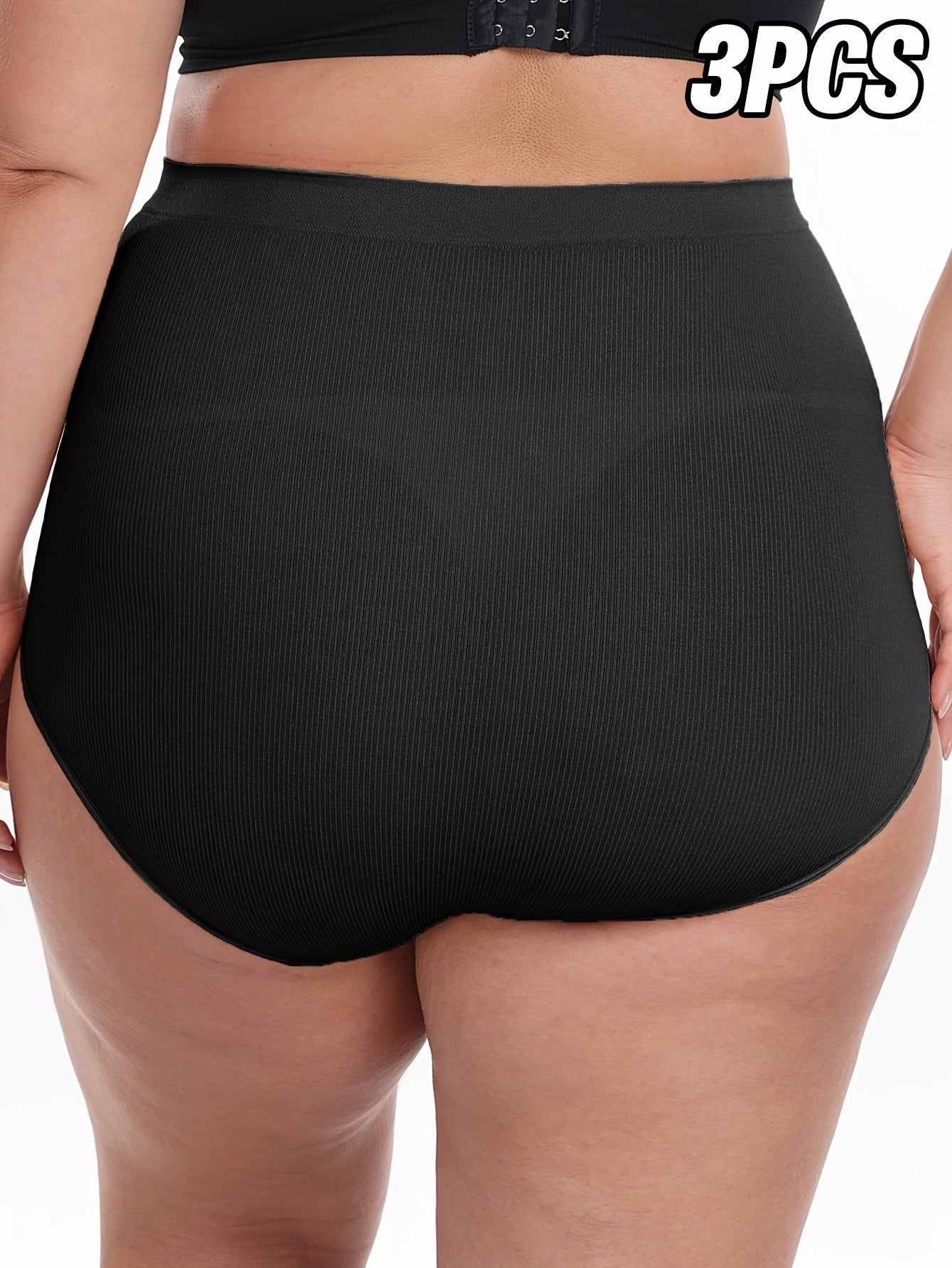 Plus Size Women's Tummy Control Seamless Yoga Panties 3 Pack