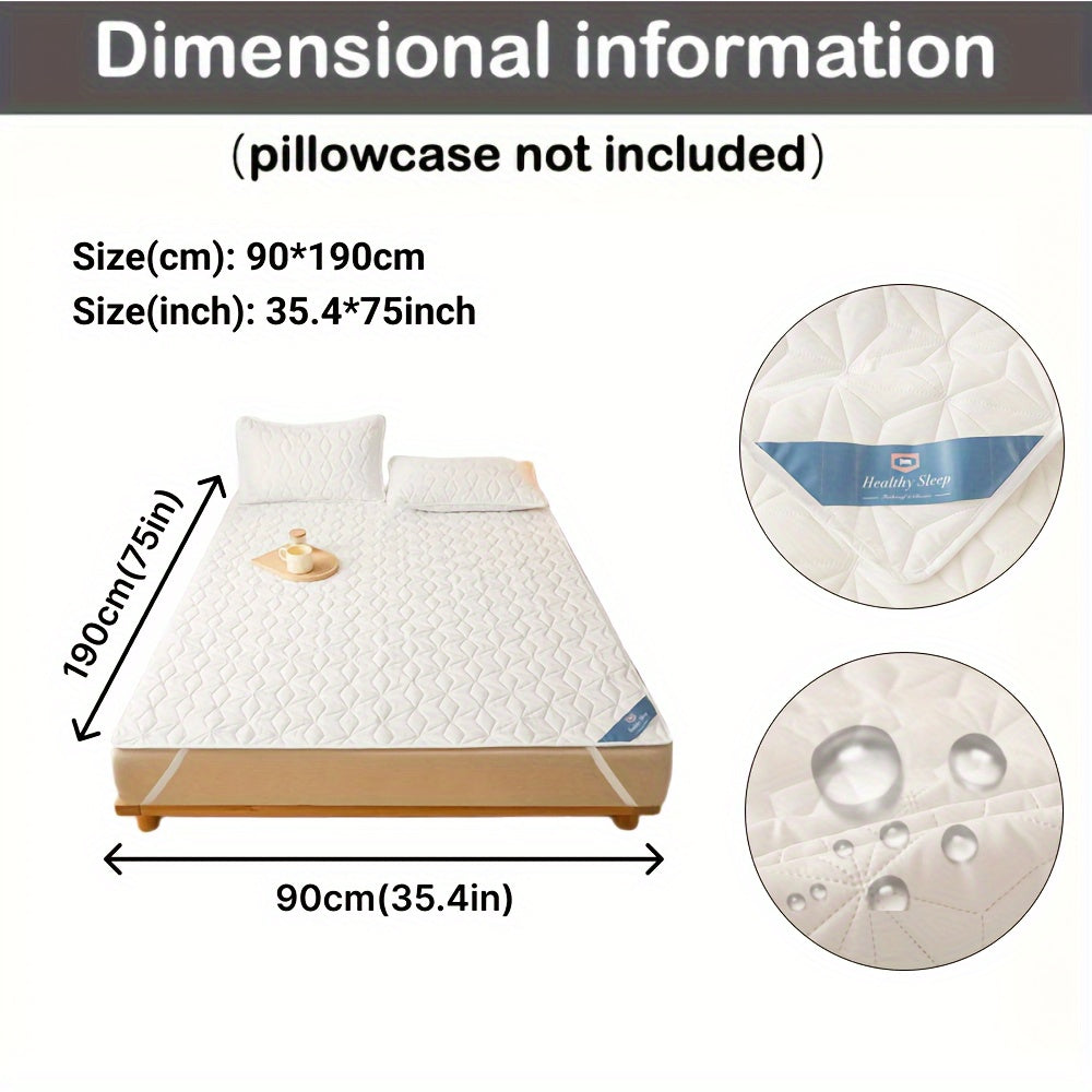 Водонепроницаемый стеганый защитный матрасник на 1 предмет (наволочка не включена), дышащая подкладка с эластичными ремнями для покрытия кровати, нескользящий топпер для всех сезонов, идеально подходит для Ид аль-Адха