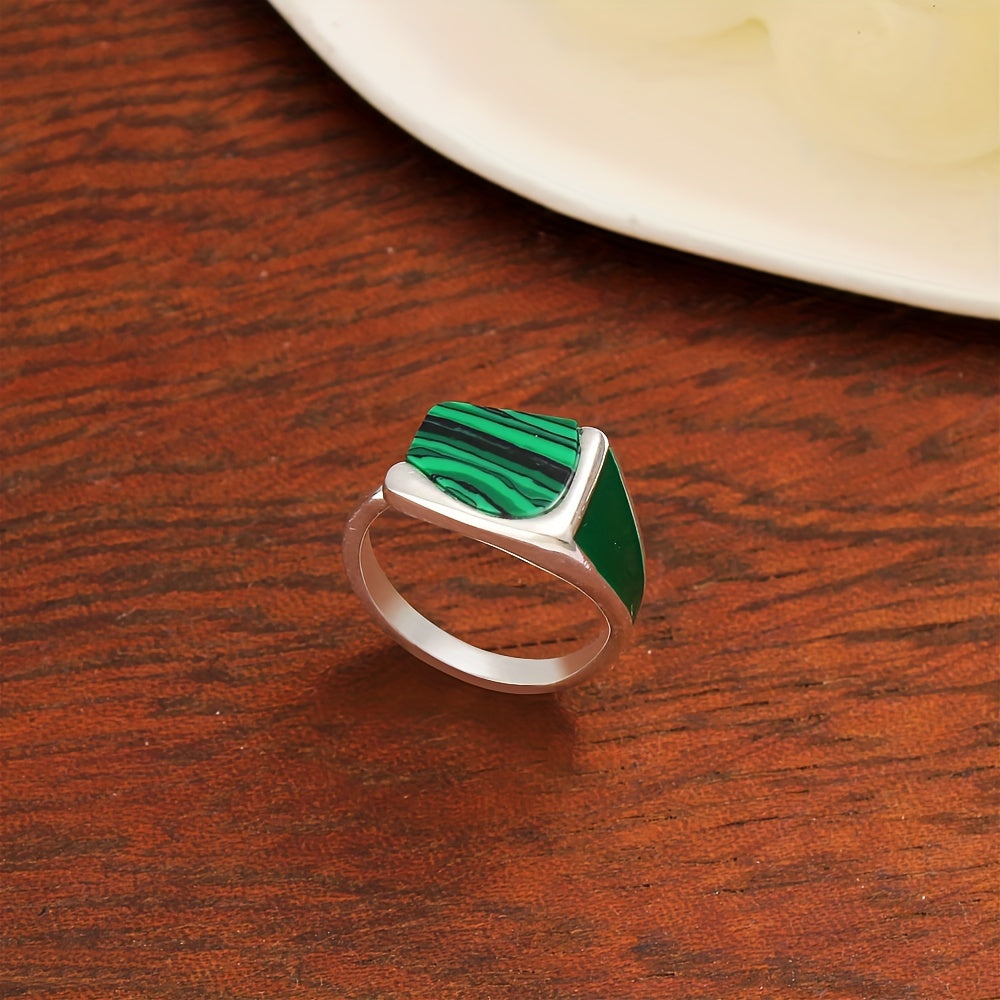 Sterling Silver Turquoise Inlay Cushion Ring for Women and Men