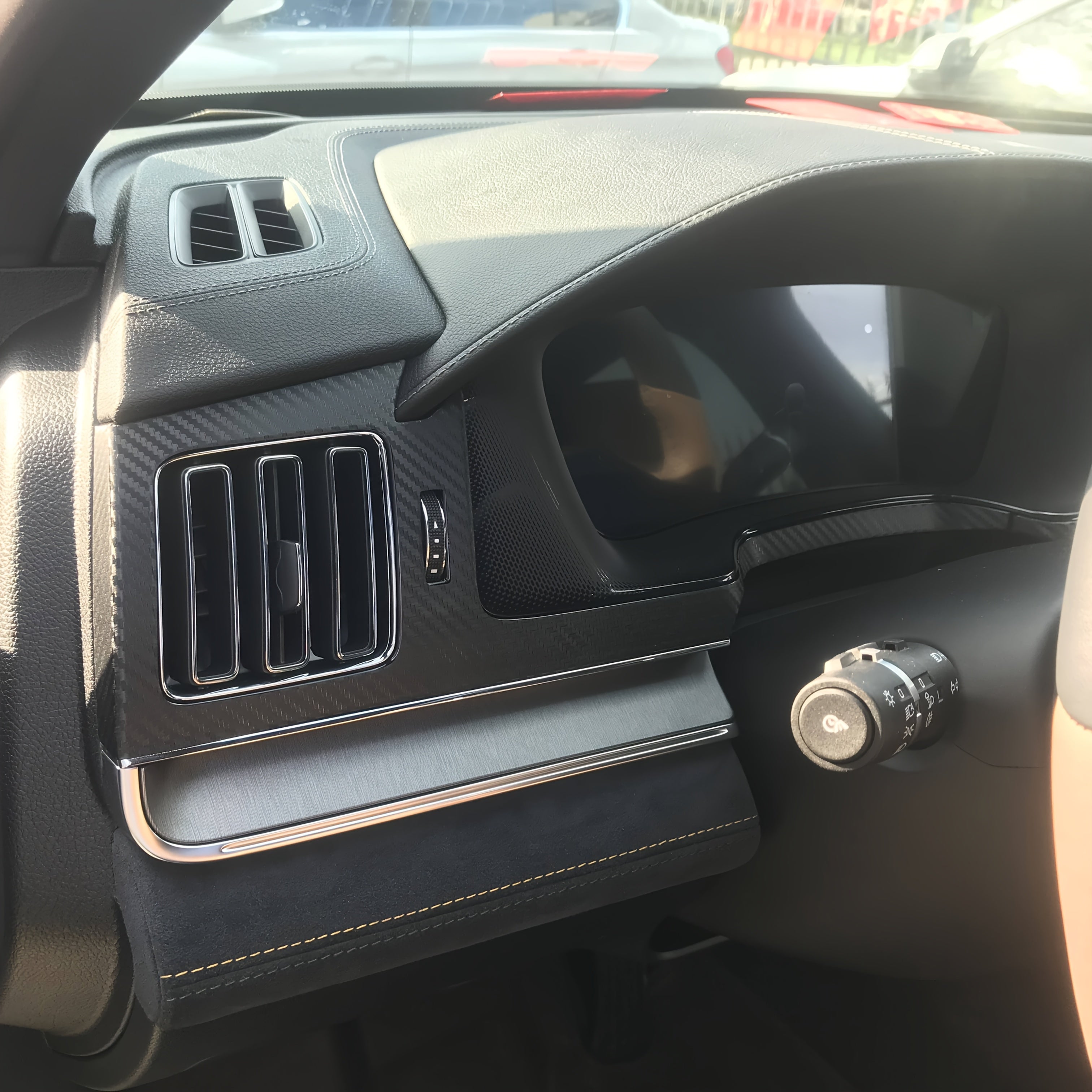 Car Interior Decals Black Vinyl for Control Panel and Door Handles