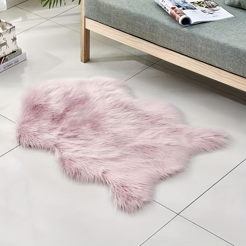 Faux Sheepskin Area Rug, Solid Color, Lightweight, Easy to Clean, Indoor Use
