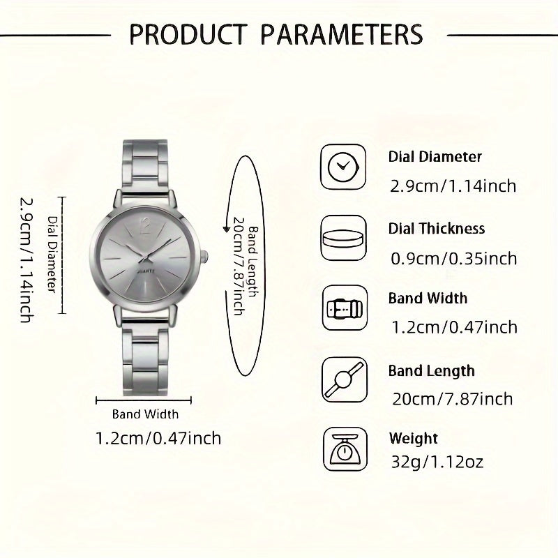 Women's Quartz Watch Jewelry Set with Synthetic Gemstones 6-Piece Gift