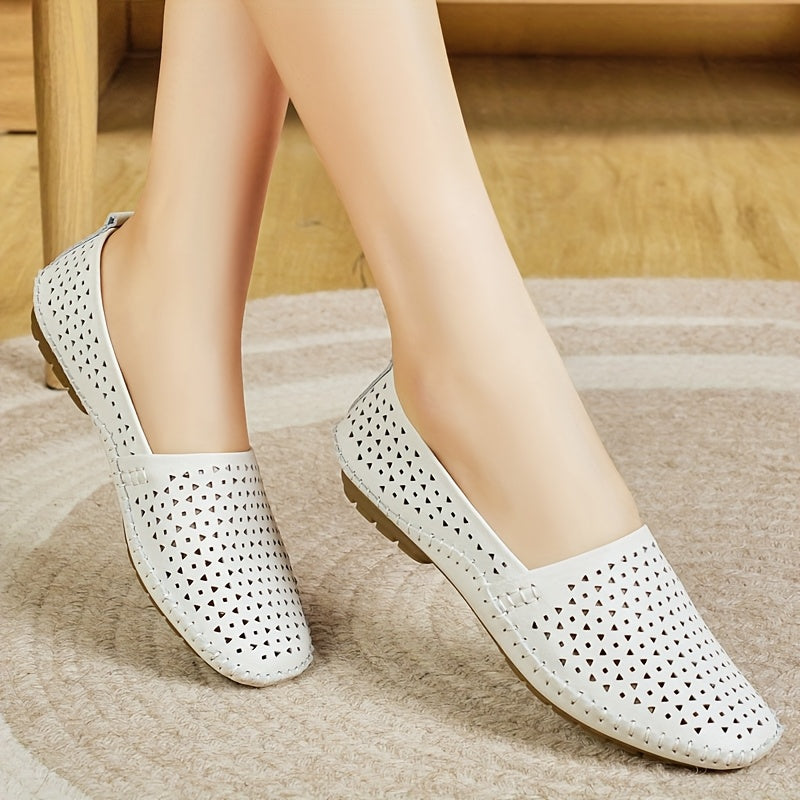 Women's Breathable Summer Slip-On Loafers Casual Round Toe Non-Slip Lightweight PU