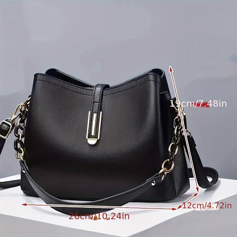 Women's White PU Shoulder Crossbody Bag for Spring and Summer Elegant Fashion