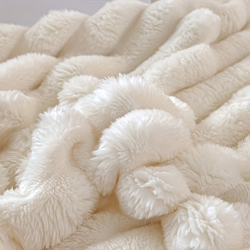 Striped Taffeta Fleece Blanket Soft Breathable Throw for Bedroom Living Room Office