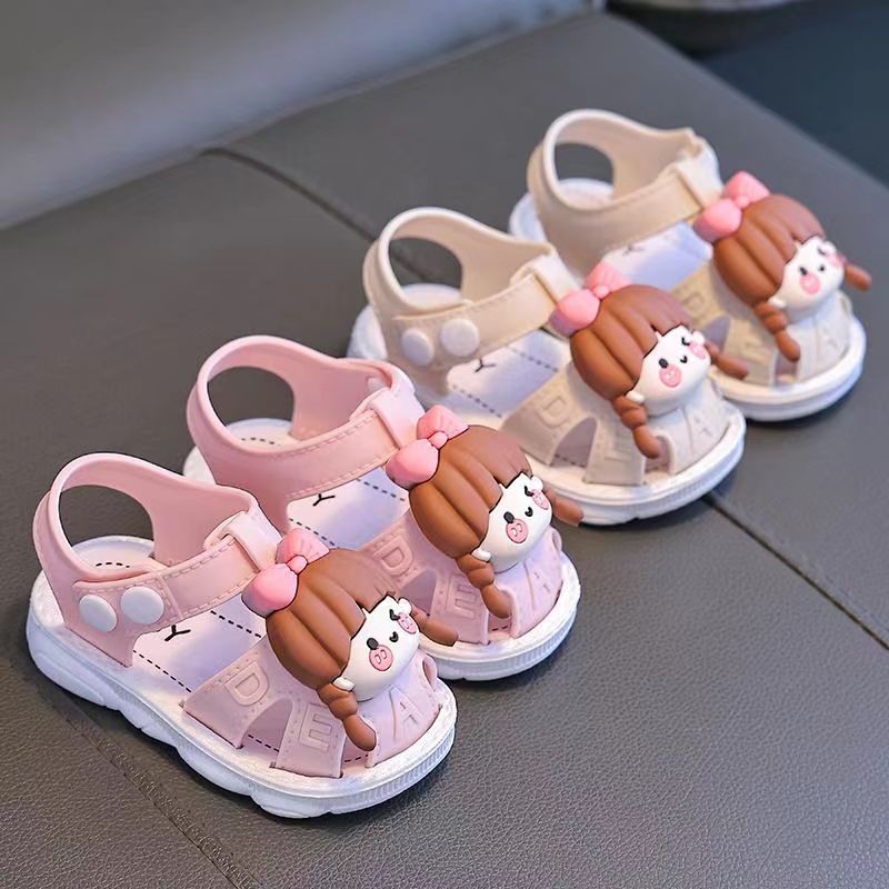 Girls Summer 2024 Cartoon Princess Sandals Toddler Infants PVC Low Top Buckle Closure