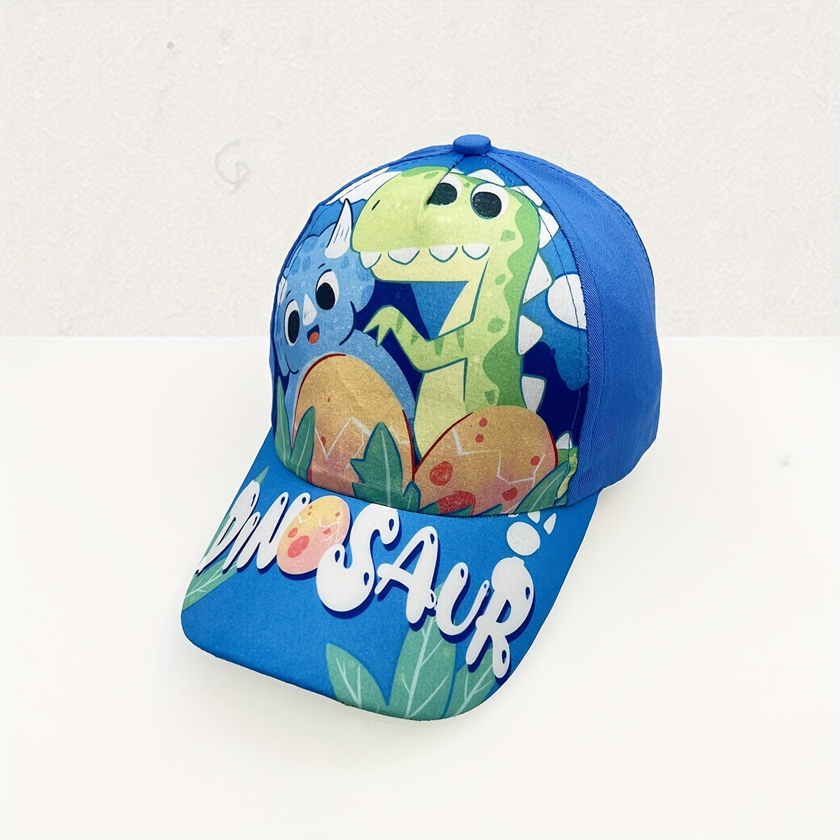 Kids Adjustable Cartoon Dinosaur Print Baseball Cap Lightweight All-Season Fitted for Boys and Girls