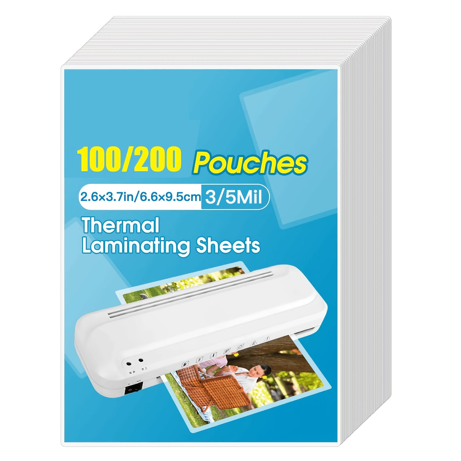 100/200 Pcs Thermal Laminating Pouches 2.6x3.7 Inches Clear Plastic Sheets for Photos and Business Cards