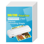 100/200 Pcs Thermal Laminating Pouches 2.6x3.7 Inches Clear Plastic Sheets for Photos and Business Cards