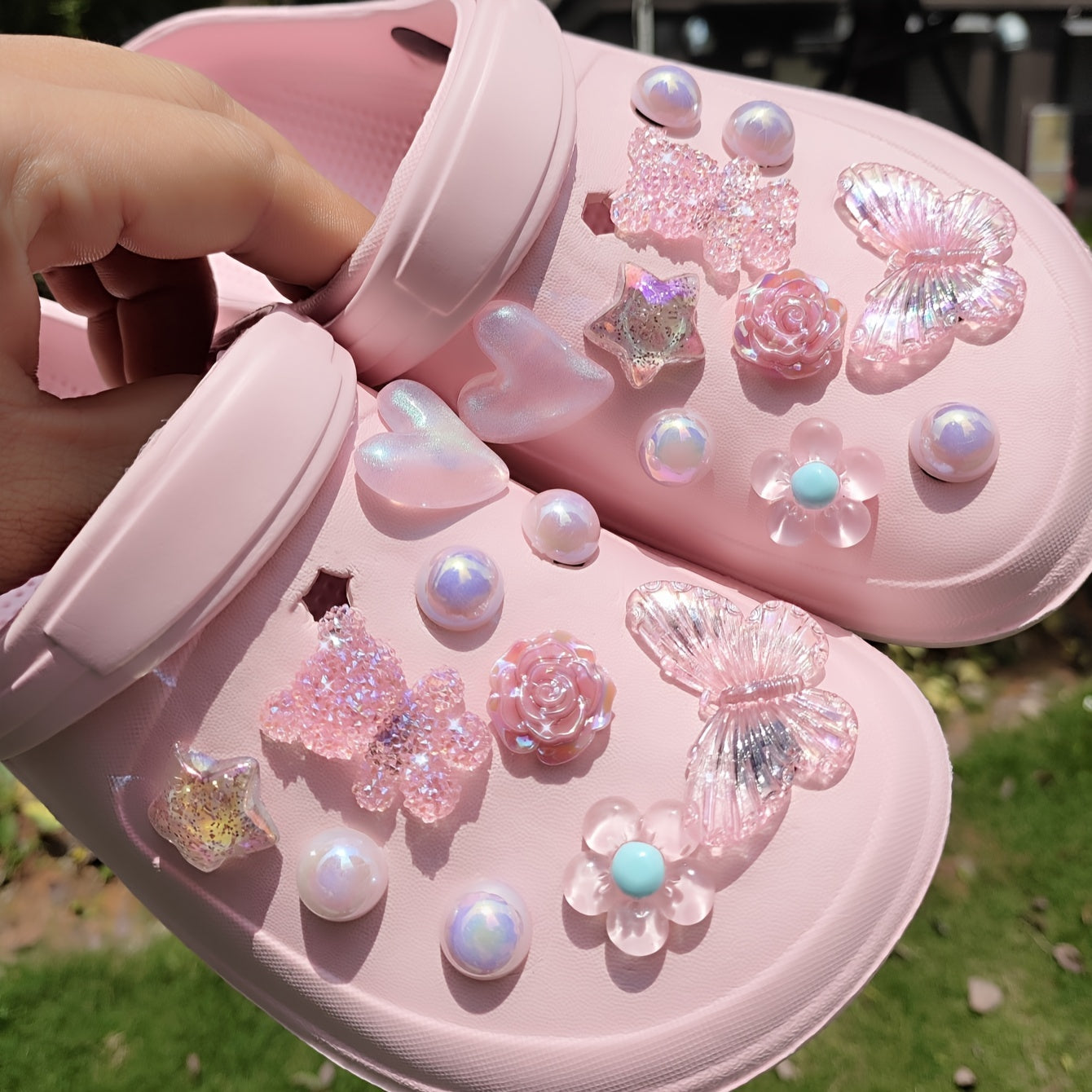 Набор украшений для обуви Pink Bear Love Butterfly Flower, 20 шт., съемные аксессуары для сандалий