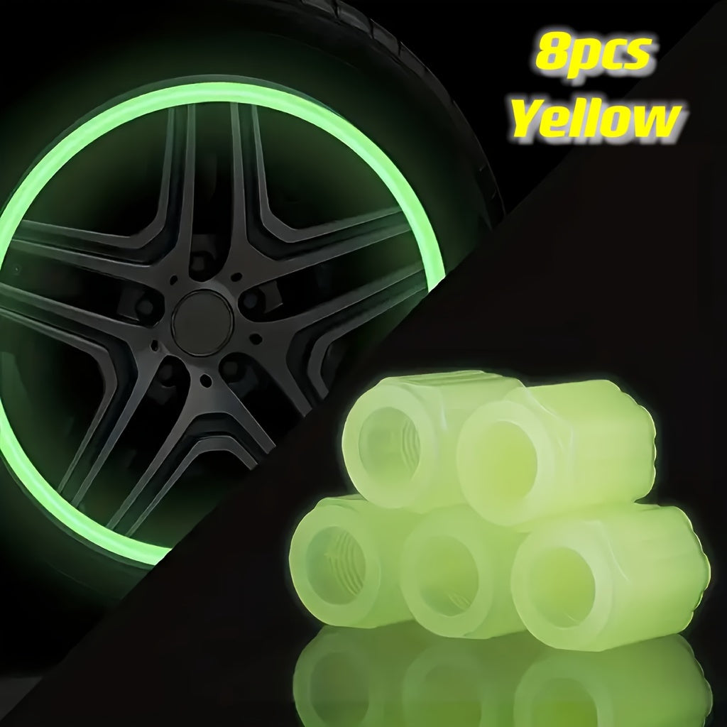 Universal Car and Bicycle Fluorescent Valve Stem Caps 4/8/12pcs