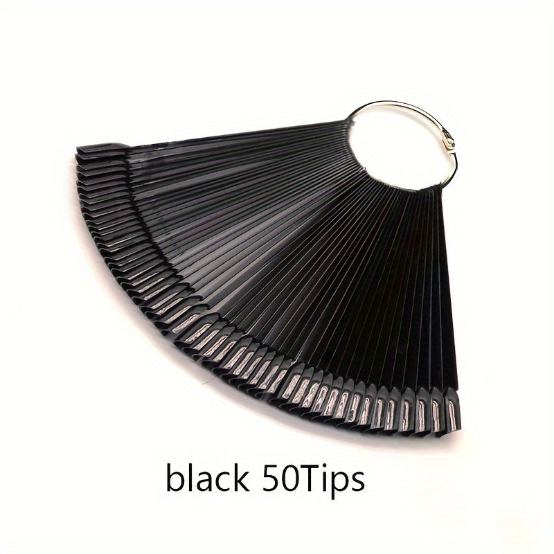 50 ta fan shaklidagi tirnoq san'ati amaliyot tayoqlari to'plami tirnoq bo'yoqlari namunalari uchun.