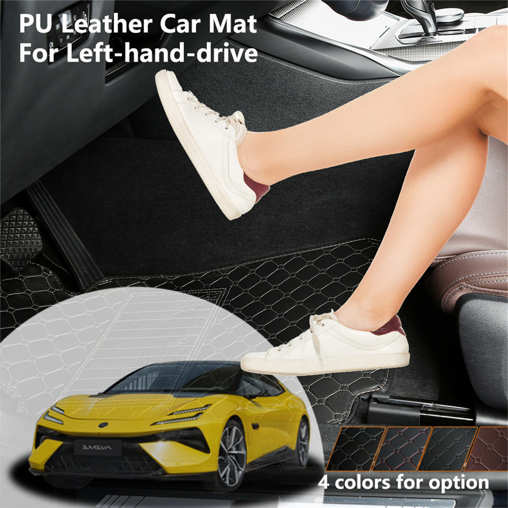 Car Floor Mats PU Leather for Sedan Left-Hand Drive 4 Colors Easy Clean