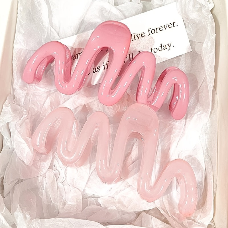 Wave-Shaped Resin Hair Claw Clips for Ladies and Girls Daily Use and Gifts