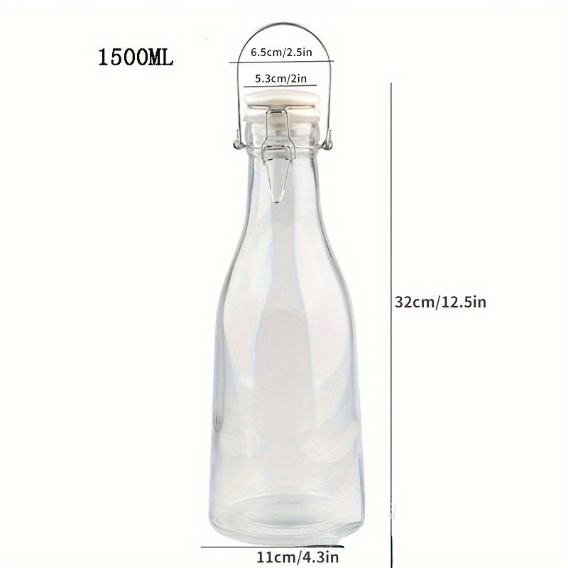 Glass Dispenser Large Capacity for Beverages Milk Juice with Wide Mouth and Handle