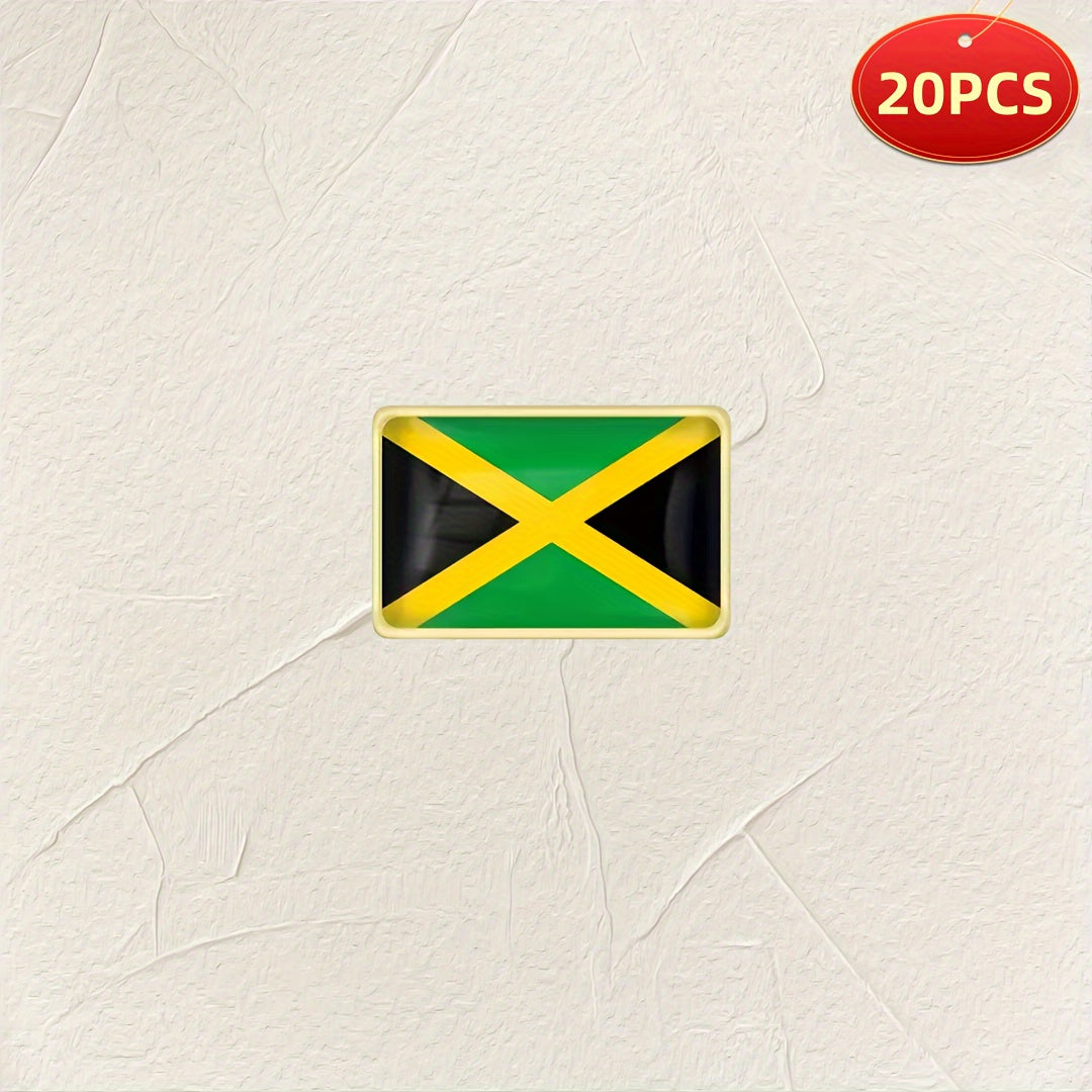 20-to'plam Enamel Alloy Jamaica Bayrog'i Brooch Pinlari Lapel, yelka va sumkalar uchun