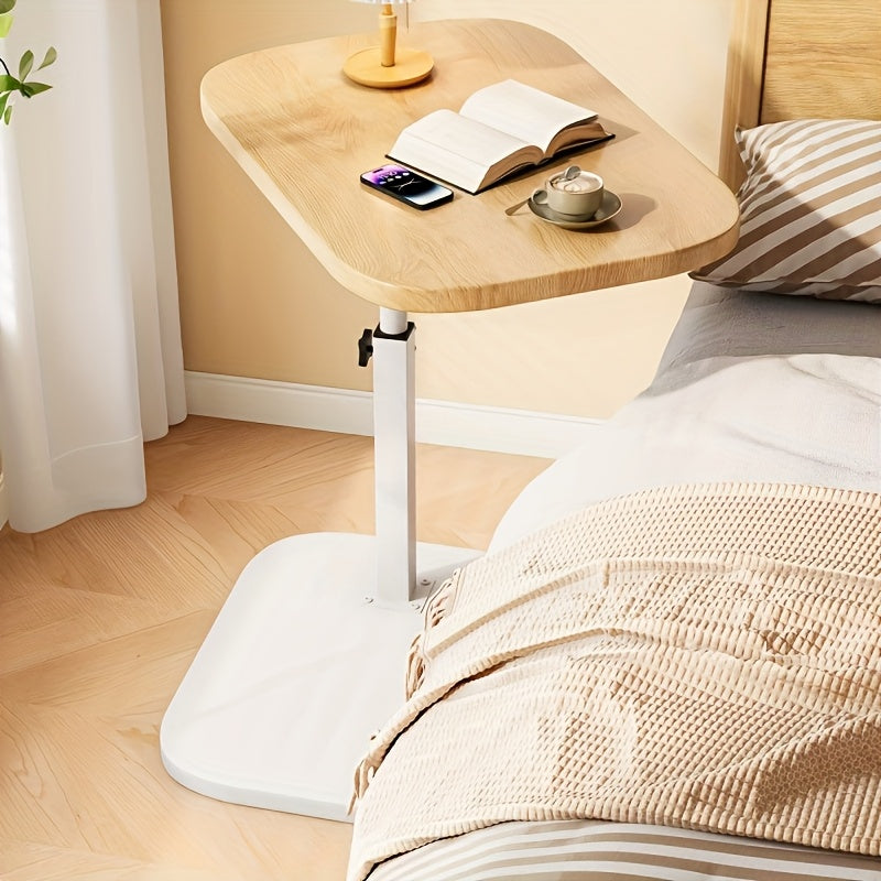 C-Shaped Side Table with Adjustable Height and 360° Swivel for Sofa Bed Bathtub
