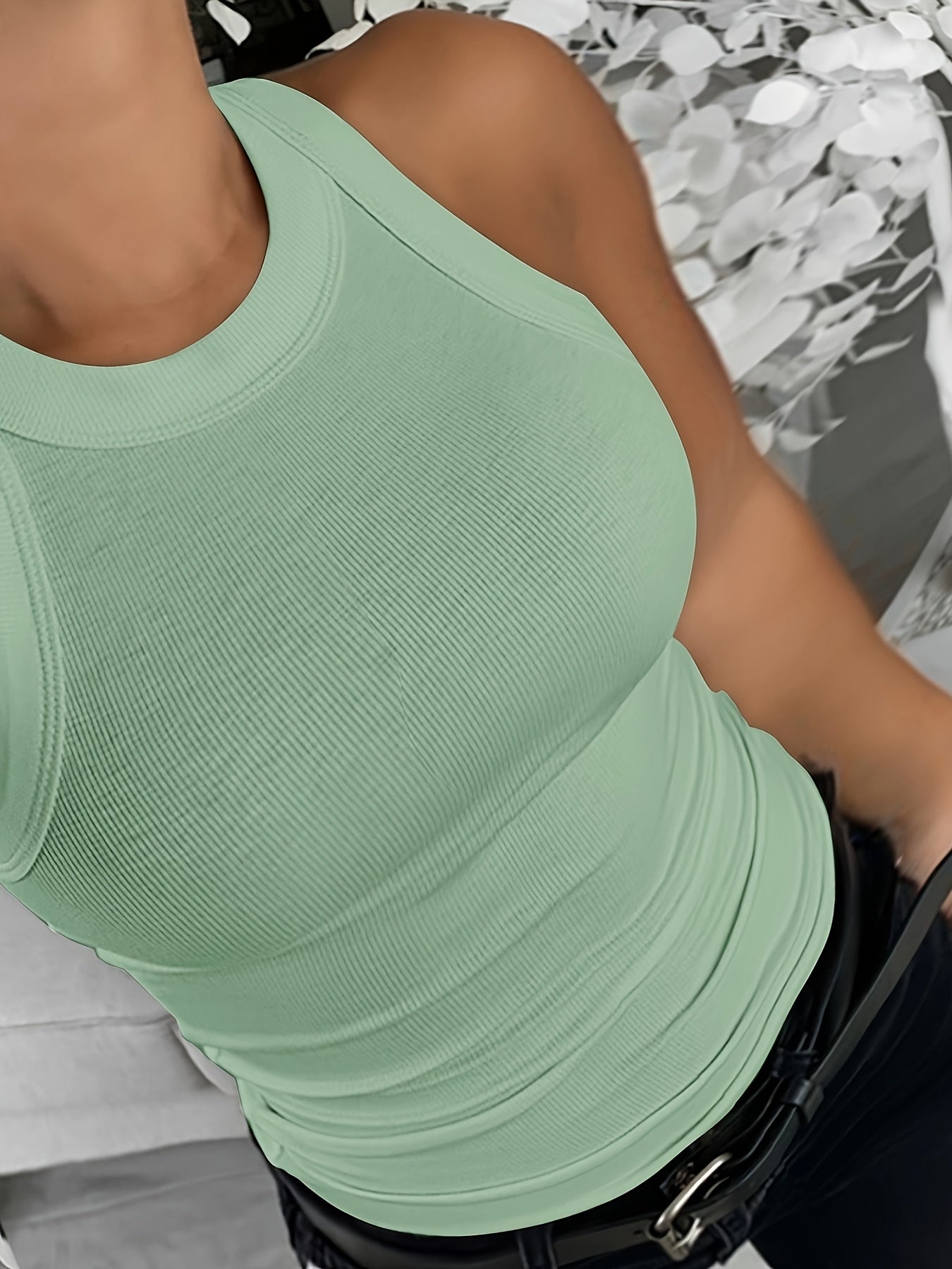 Женская безрукавка-майка с ребристой тканью, большой размер, белая, повседневный стиль