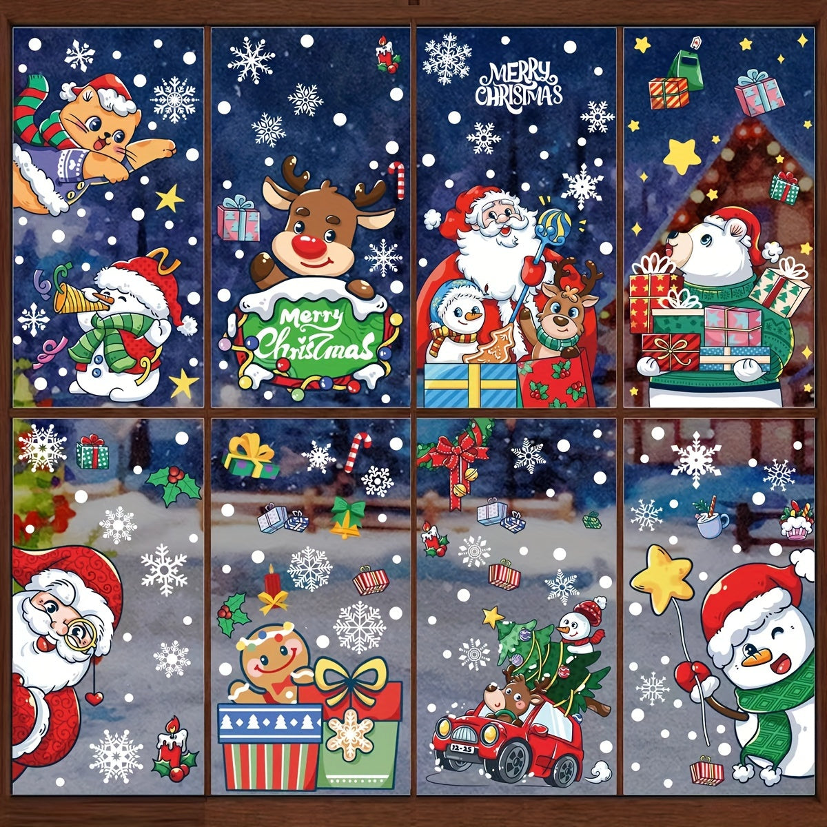 Christmas Window Decals Santa Snowman Electrostatic Adhesive Holiday Decor