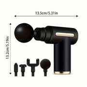 80W MiniPro USB Rechargeable Massage Gun with 4 Attachments Portable Handheld Black and Gold