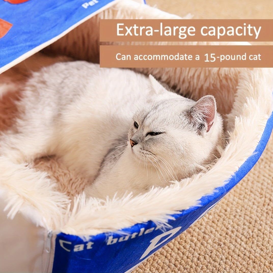 Fully Enclosed Cat Bed for All Seasons Warm Cozy Pet House Gift