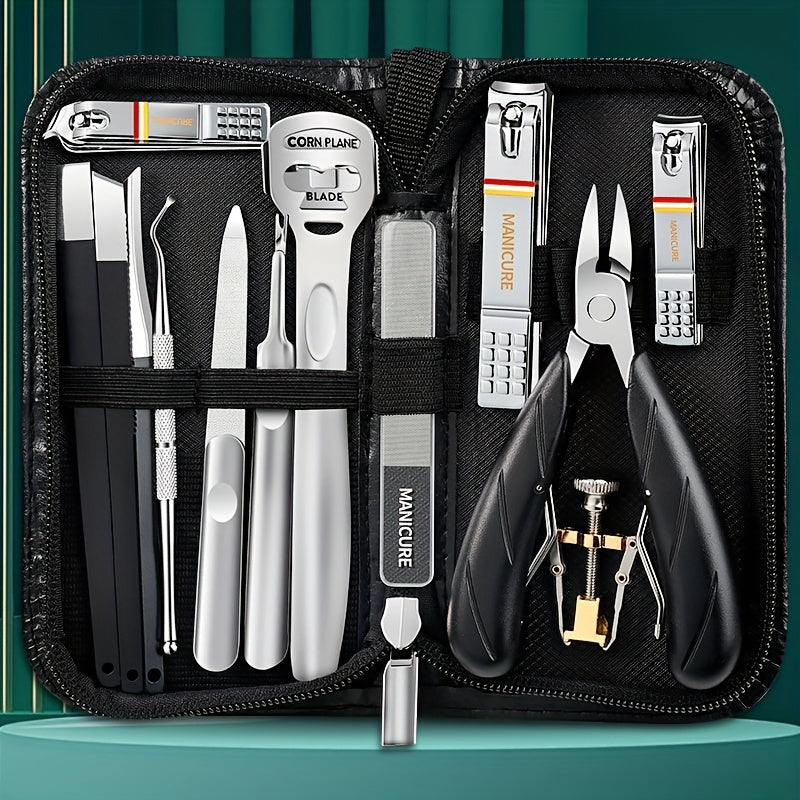14-Piece Stainless Steel Pedicure Kit with Storage Case for Men and Women