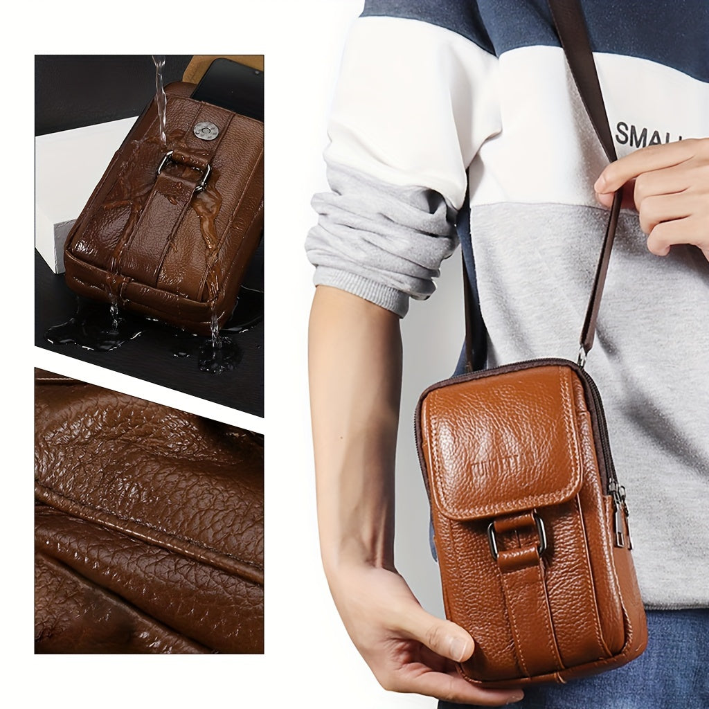 Men's Waist Bag Leather Fanny Pack for Walking Cycling Gym Workouts