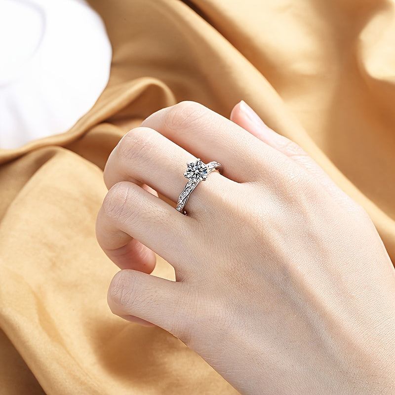 Heart-Shaped Zirconia Engagement Ring for Women Copper Band Valentine's Day Gift