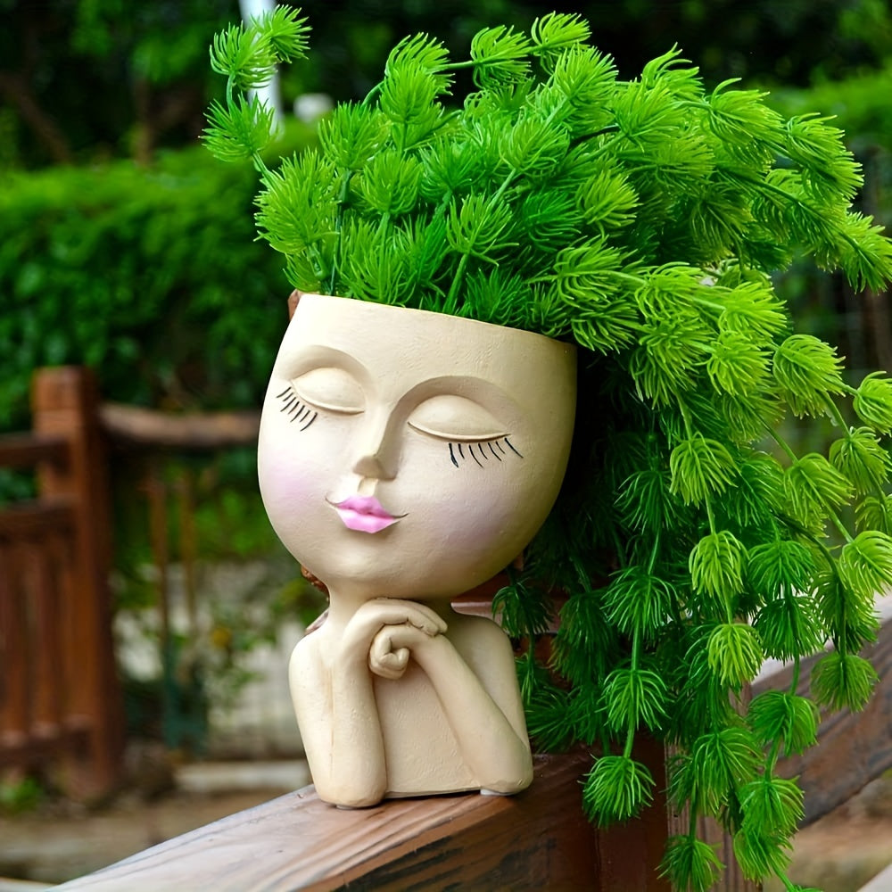 Resin Decorative Facial Vase for Home Office Garden Christmas Halloween Gift