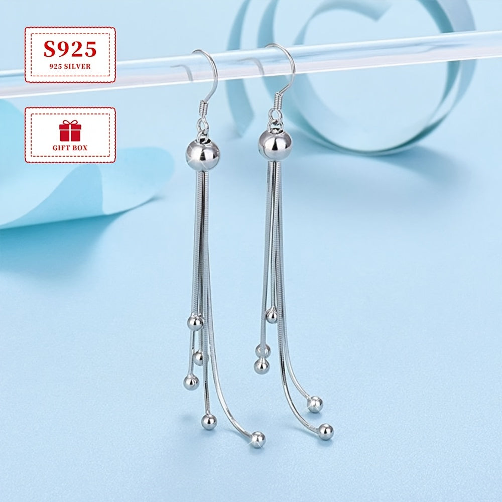 Zarif 925 sterling kumush tassel bilaguzuklar, retro uslubidagi uzun beadli osma dizayn, kundalik kiyim va partiyalar uchun mukammal, yengil 6g, ayollar uchun zamonaviy qistirma bilaguzuklar.