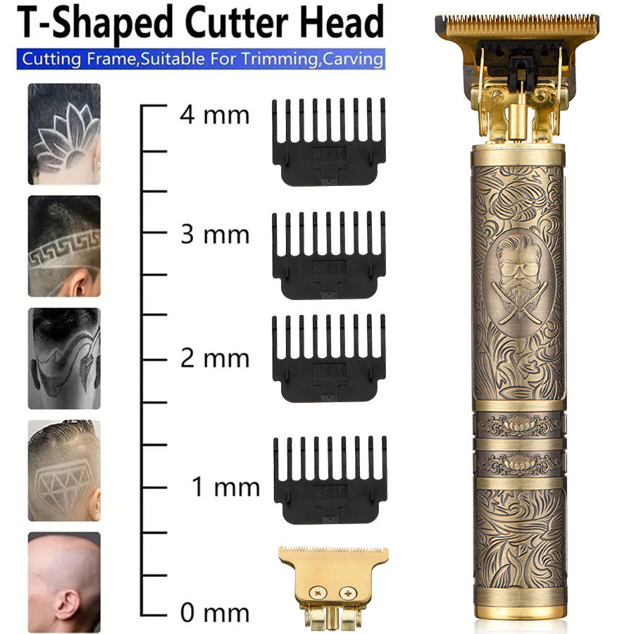 Electric hair trimmer and clipper for men, rechargeable, cordless, professional grooming