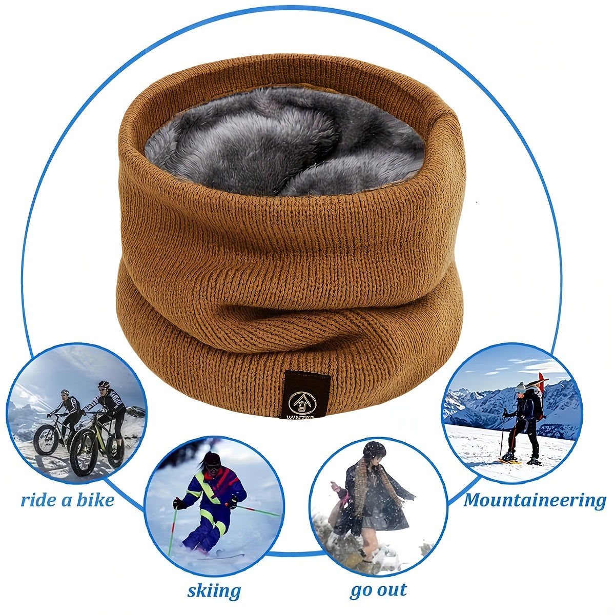 Men's Warm Velour Scarf and Face Shield Cold-Proof Neck Gaiter Winter Accessory