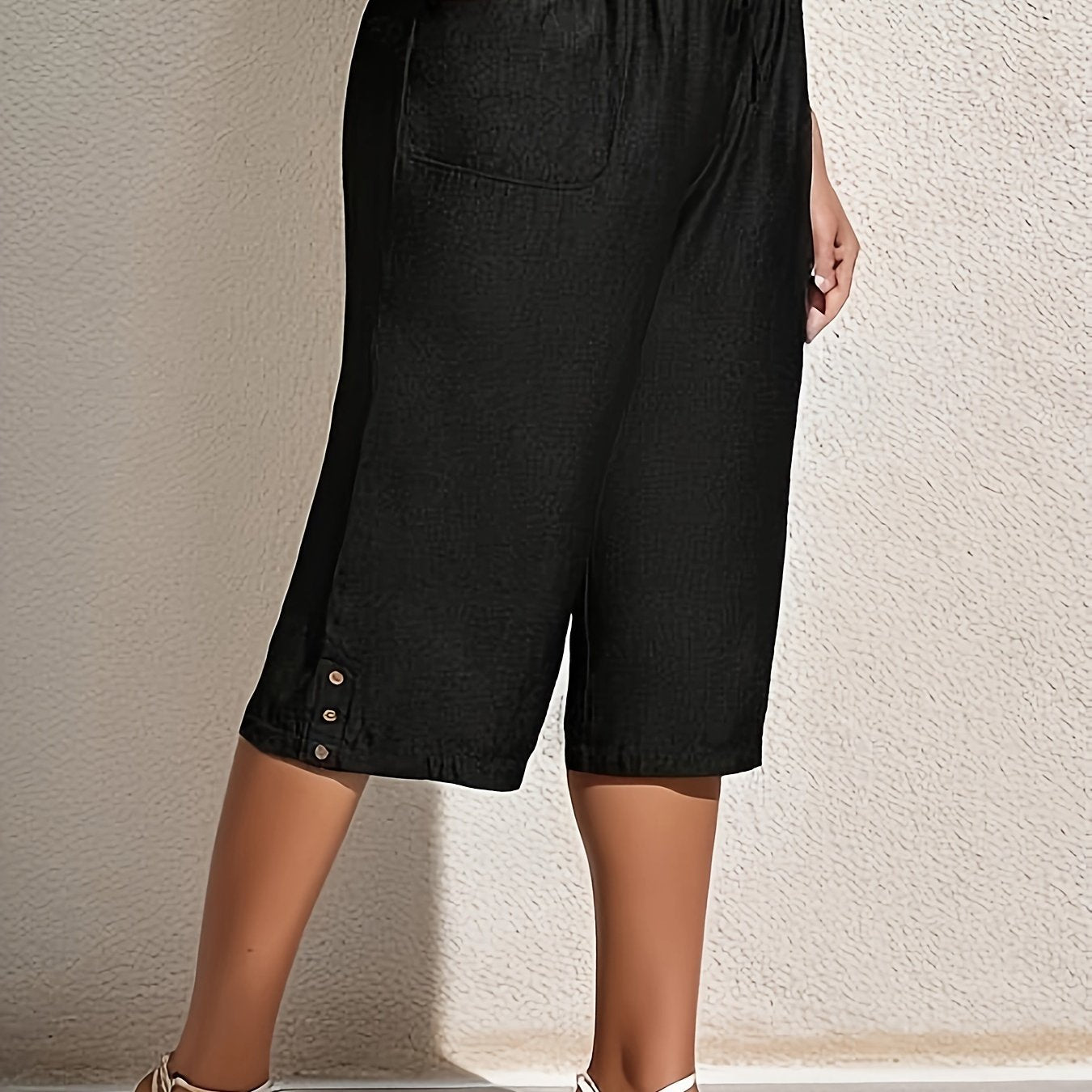 Adult Seven-Eighth Pants Cotton Slim Fit Trousers Black