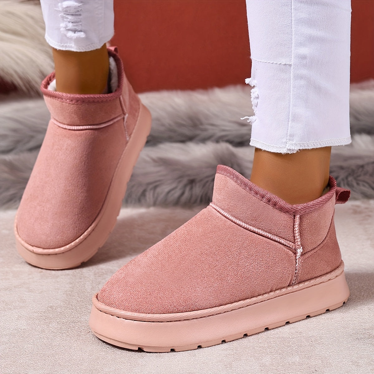 Женские плюшевые мокасины-слепоны с подошвой из EVA для зимы, бежевый, черный, розовый, серый