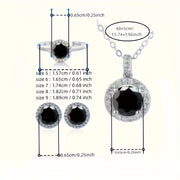 Multi-Piece Jewelry Set with 1 Carat Moissanite Pendant Earrings and Silver Ring