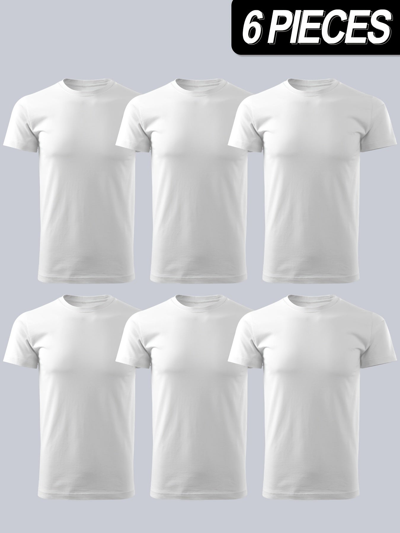 Мужские спортивные футболки с коротким рукавом, упаковка из 6, дышащие, повседневные, больших размеров