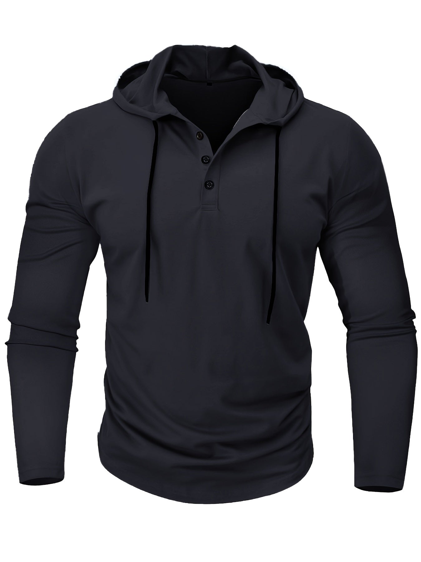 Plus Size Men's Olive Green Hooded Henley Shirt Casual Sporty Cotton Blend