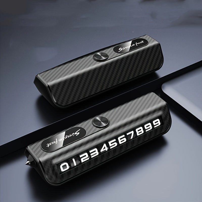 ABS Car Parking Number Plate with Safety Hammer and Mobile Phone Window Breaker Universal Fit