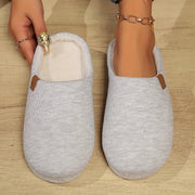 Women Slip-On Slippers Soft Fabric Flannel Non-Slip Indoor Casual