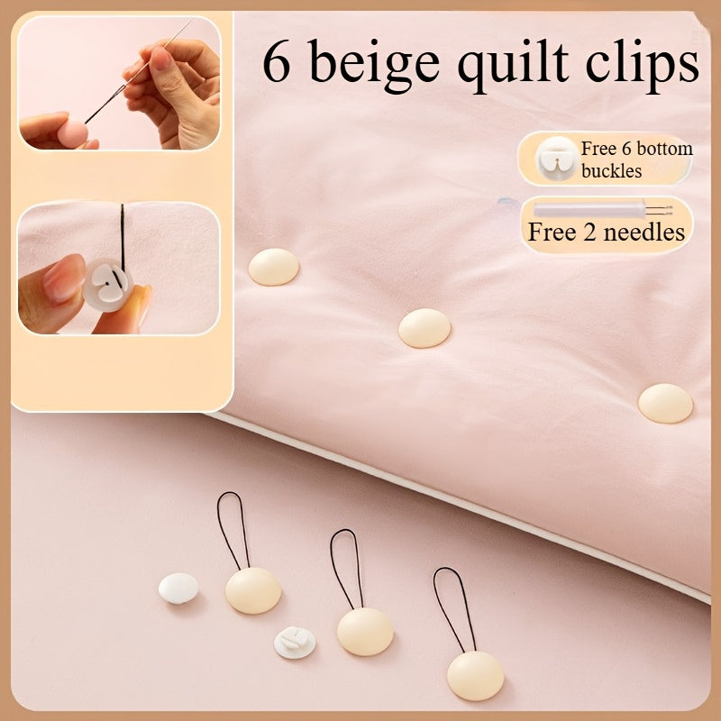 Set of 6 Quilt Holders Skin-Friendly Clips Needle-Free Washable Mixed Color Storage Pouch