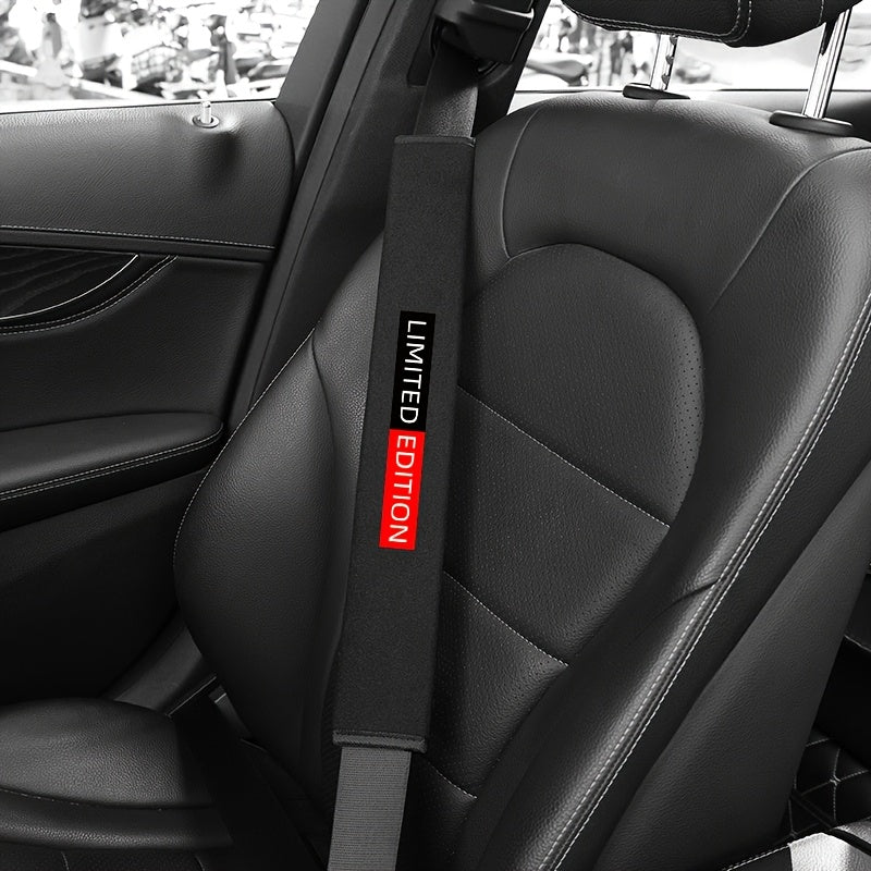 Limited Edition Car Seat Belt Cover Fleece Shoulder Pad 38.99cm Anti-Chafing Black Red
