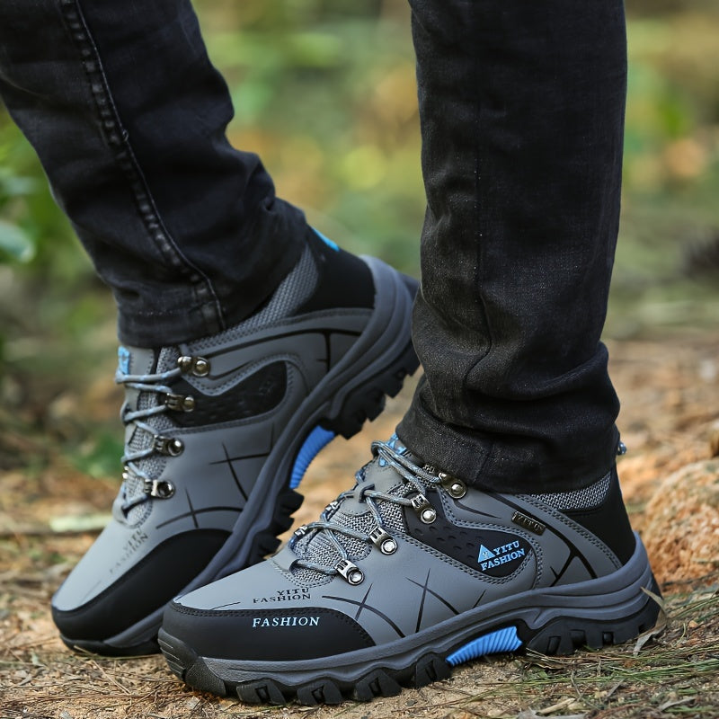 Men's Lightweight Water-Resistant Hiking Boots Rubber Sole Fabric Insole All-Season