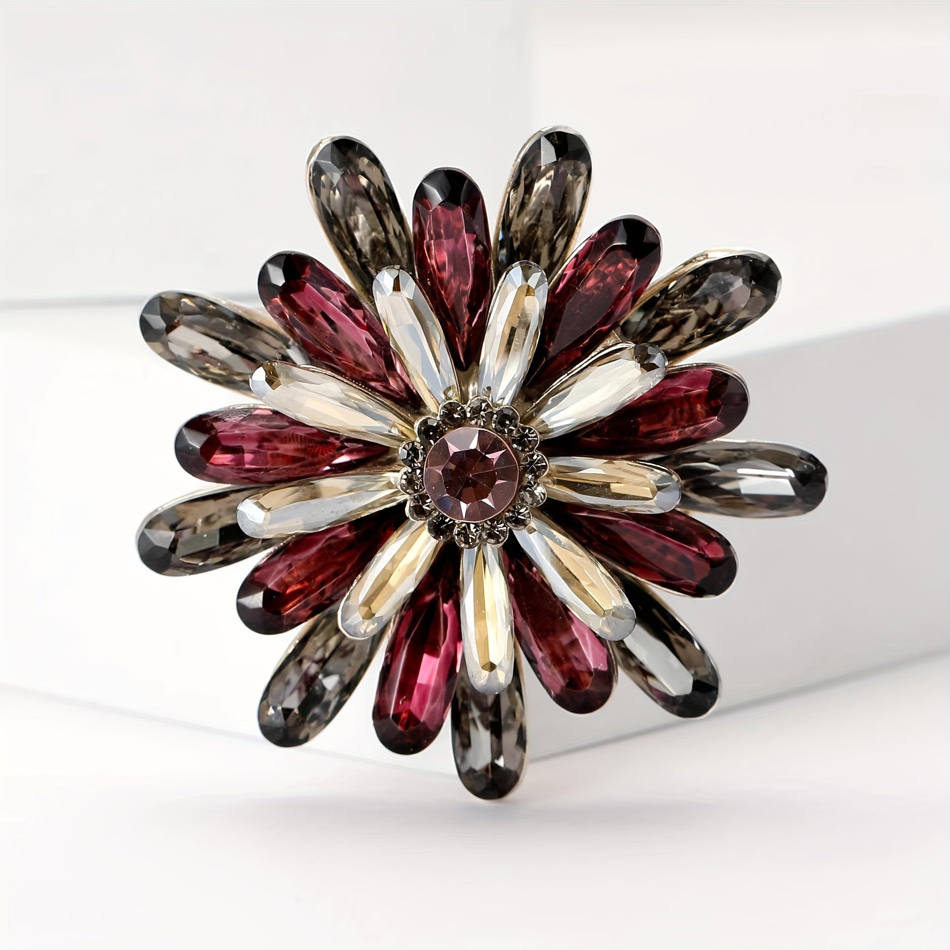 Sunflower Brooch Pin with Rhinestone Detail Alloy Jewelry for Women