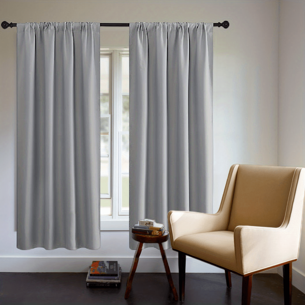 Blackout Curtain Panel Thick Rod Pocket Light Blocking Insulation Bedroom 200g